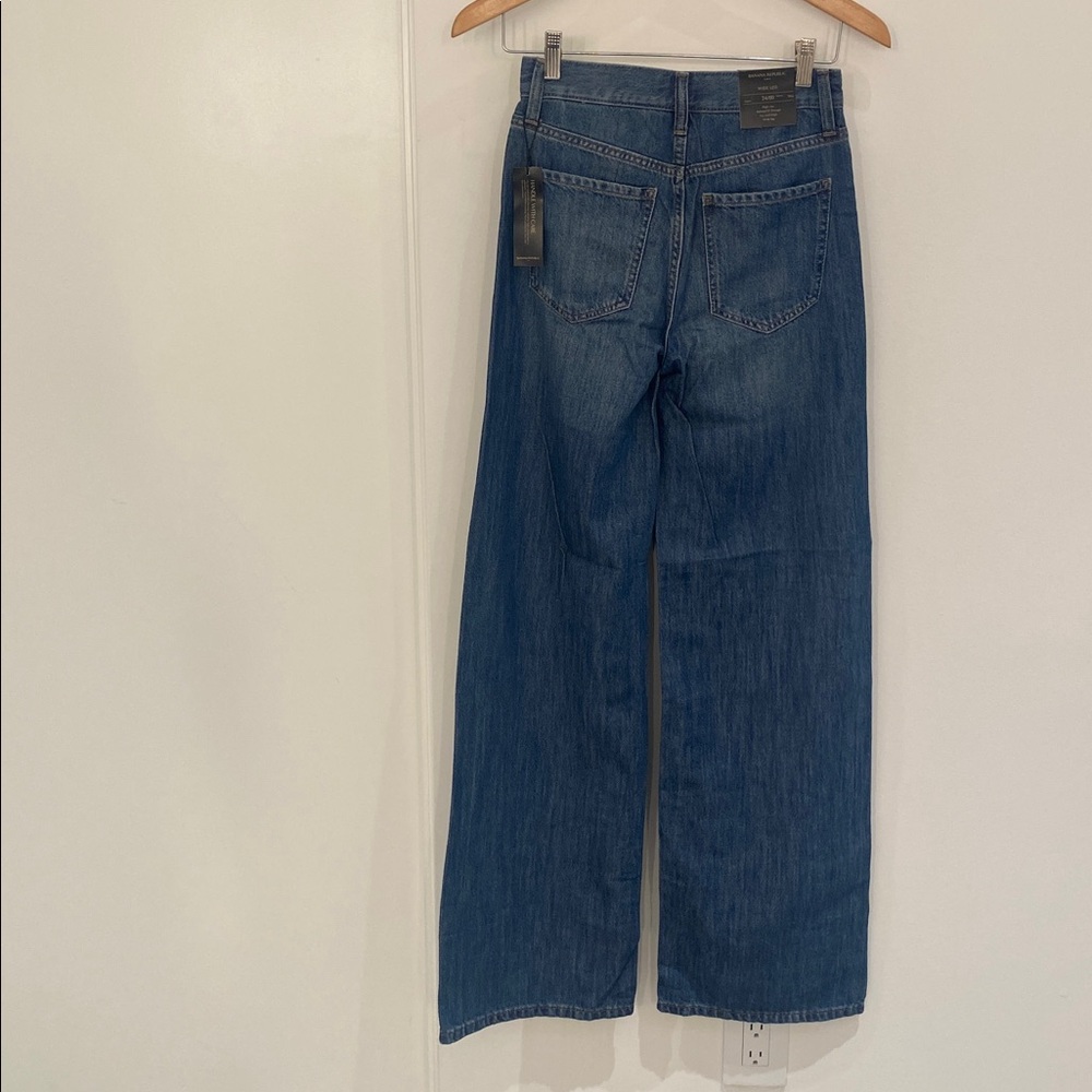 NWT Banana Republic Wide Leg Jeans High Rise Relaxed Fit Medium Wash 00/24 Tall - Picture 2 of 9